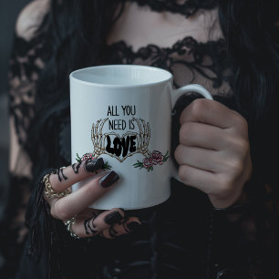 Taza De Café Gigante Todo lo que necesitas es Amor Manos de Esqueleto