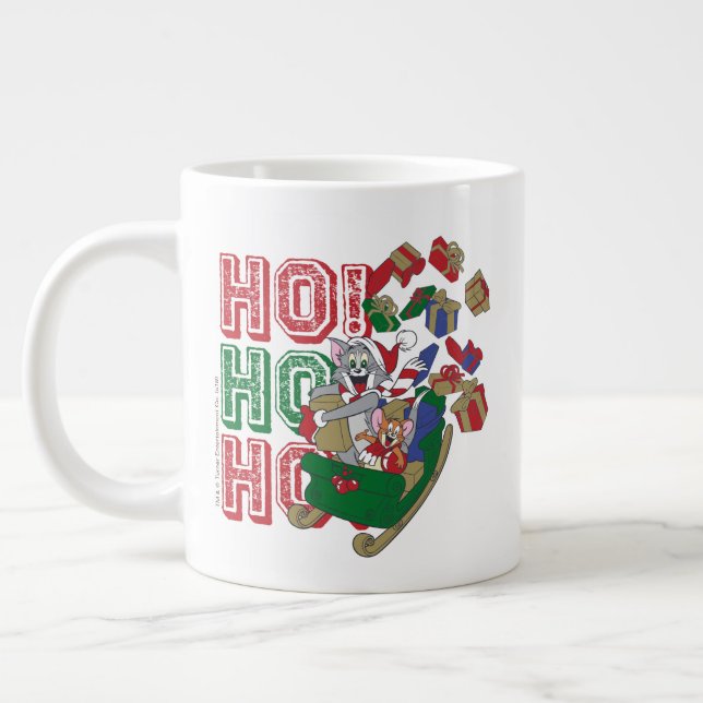 Taza De Café Gigante Tom y Jerry entregando regalos en un Sleigh (Izquierda)