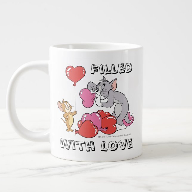 Taza De Café Gigante Tom y Jerry inflan globos cardíacos de San Valentí (Izquierda)