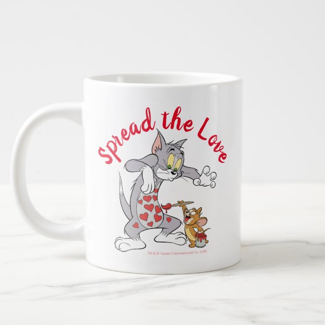 Taza De Café Gigante Tom y Jerry Painting Valentine Hearts (Izquierda)