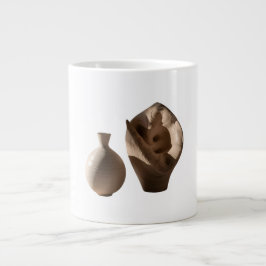 Taza De Café Gigante Tonal Clay Slip Casting Artisan Texture