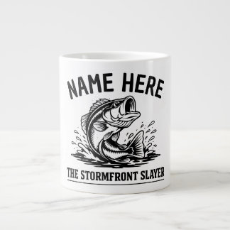 Taza De Café Gigante Tormenta de pesca de lubina clásica con nombre per