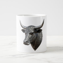 Taza De Café Gigante Toro de Plata Céltico Cabeza Vikinga Céltica