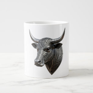 Taza De Café Gigante Toro de Plata Céltico Cabeza Vikinga Céltica