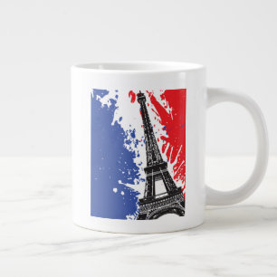 Taza De Café Gigante Torre Eiffel París, Francia Bandera ondulada