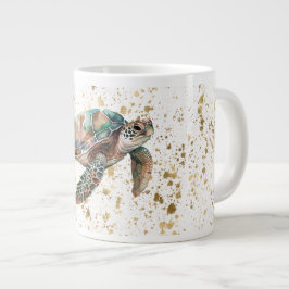 Taza De Café Gigante Tortuga marina de sueño dorado