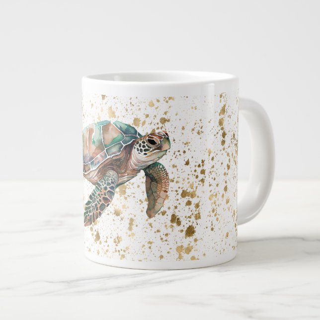 Taza De Café Gigante Tortuga marina de sueño dorado (Derecha)