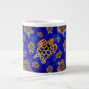 Taza De Café Gigante Tortugas marinas: arte africano de batik