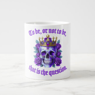 Taza De Café Gigante Totenkopf Geschenk Krone Rosen Spruch König Lila