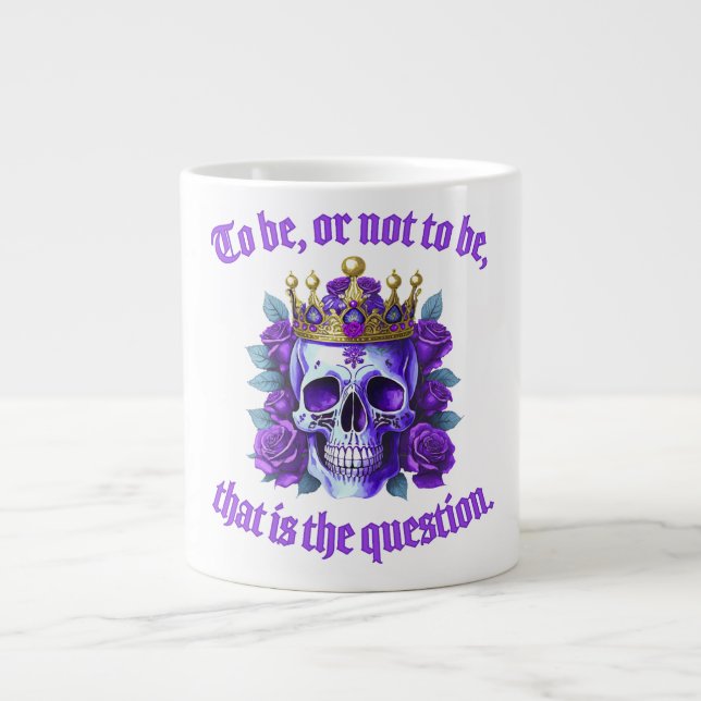 Taza De Café Gigante Totenkopf Geschenk Krone Rosen Spruch König Lila (Frente)
