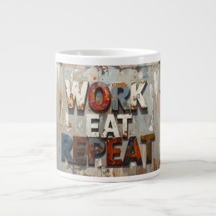 Taza De Café Gigante Trabajar comer repetir