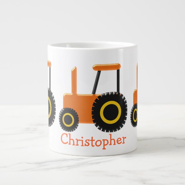 Taza De Café Gigante Tractor de Naranja de café gigante (Frente)