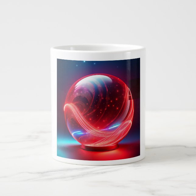 Taza De Café Gigante Transparent Reflective  Red Globe With Starbursts (Frente)