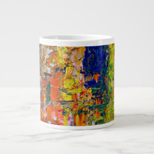 Taza De Café Gigante Trazos de color abstracto de la paleta del artista