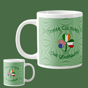 Taza De Café Gigante Trébol Personalizado Ítalo Irlandés Americano