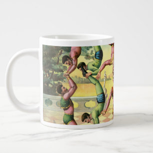 Taza De Café Gigante Trece Hombres Haciendo Acrobacias