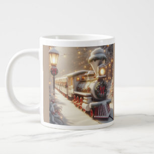 Taza De Café Gigante Tren mágico de Navidades de invierno en Wonderland