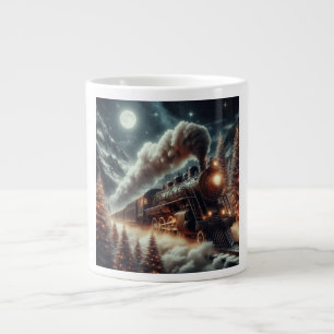 Taza De Café Gigante Tren nocturno de invierno/Navidades