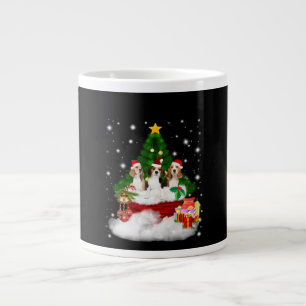 Taza De Café Gigante Tres Beagles Santa Claus con árbol de Navidad