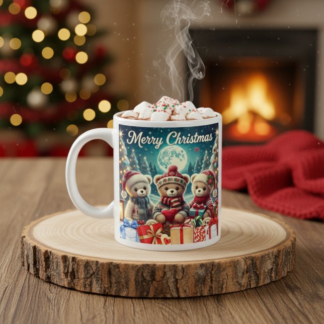 Taza De Café Gigante Tres Cuidados Teddy Bears Feliz Navidad (Subido por el creador)