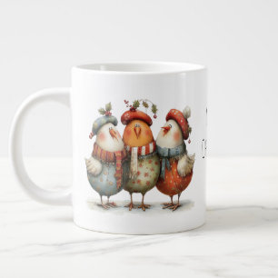Taza De Café Gigante Tres gallinas francesas caprichosas 12 días de Nav