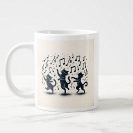 Taza De Café Gigante Tres Gatos Bailando.