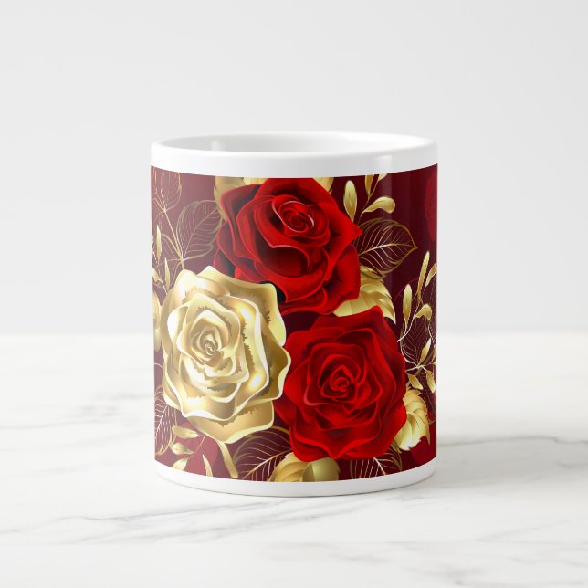 Taza De Café Gigante Tres Rosas Joyas (Frente)