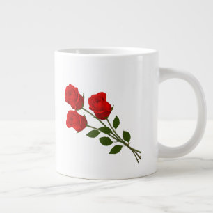 Taza De Café Gigante Tres Rosas Rojas