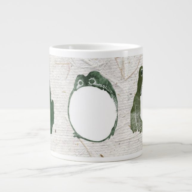 Taza De Café Gigante Trio de gruñones de ranas japonesas toads del sigl (Frente)