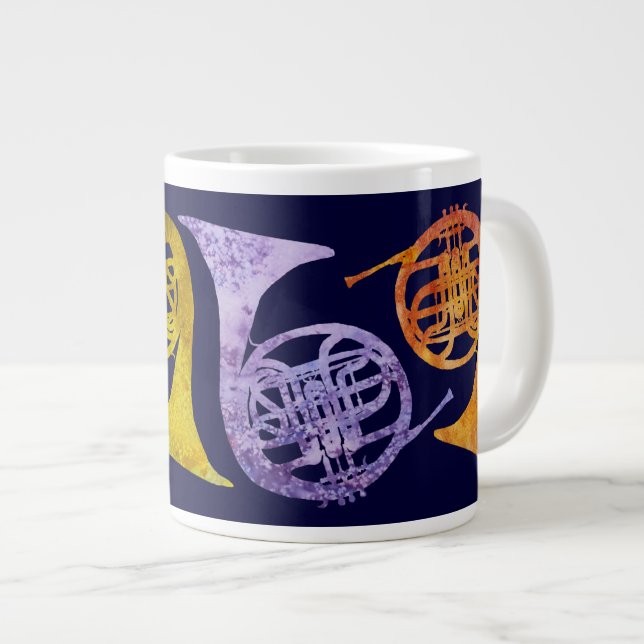 Taza De Café Gigante Trompas de la acuarela (Derecha)