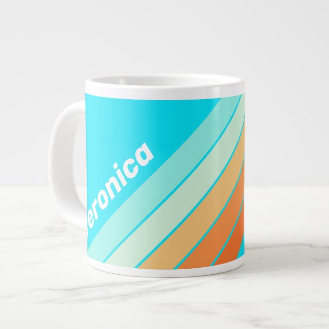 Taza De Café Gigante Tropic Splash Striped with Name (Izquierda)