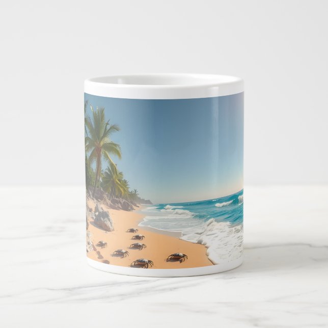 Taza De Café Gigante Tropical Golden Shell Beach Chic (Frente)
