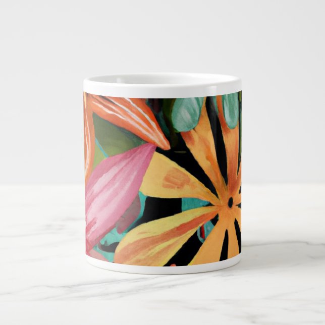 Taza De Café Gigante tropical/hawaiano/floral/floral (Frente)