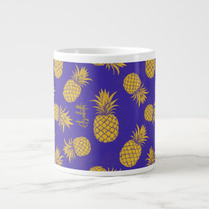 Taza De Café Gigante Tropical Pineapple with Name – Watercolor Style