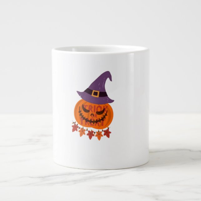 Taza De Café Gigante Truco de calabaza o trato especial de Halloween (Frente)