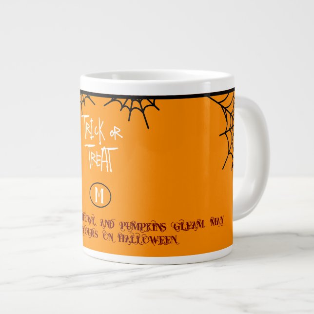 TAZA DE CAFÉ GIGANTE TRUCO NEGRO BLANCO NARANJA ROJO O HALLOWEEN (Derecha)