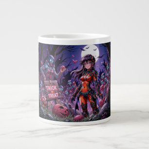 Taza De Café Gigante Truco o Trato Zombies de Halloween repartiendo Cer