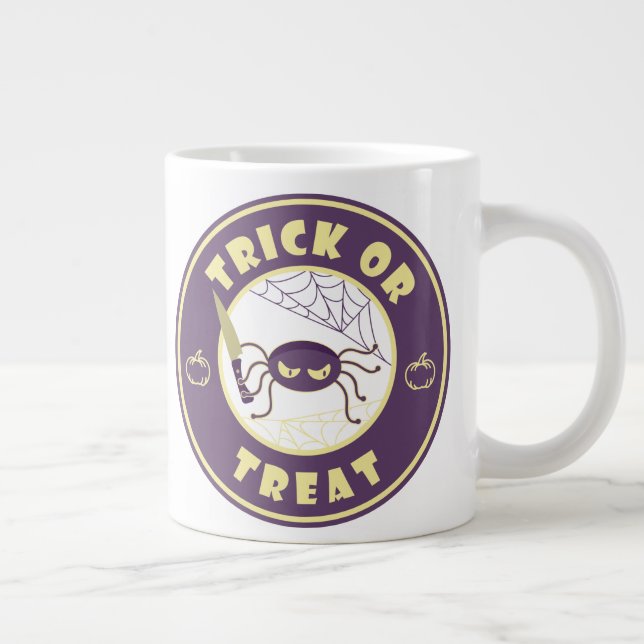 Taza De Café Gigante Truco o trébol araña halloween estilo Starbucks M (Derecha)