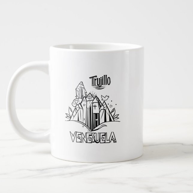 Taza De Café Gigante Trujillo Venezuela diseño artístico | Virgen paz (Izquierda)