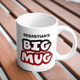 Taza De Café Gigante Tu gran tipografía negra y roja de Big Mug