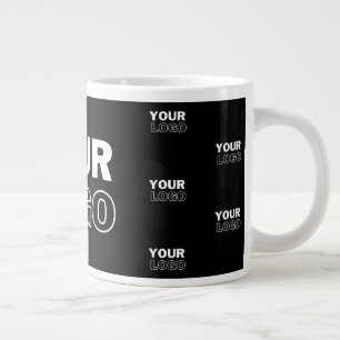 Taza De Café Gigante Tu logotipo y fondo Logotipo repetido Negro