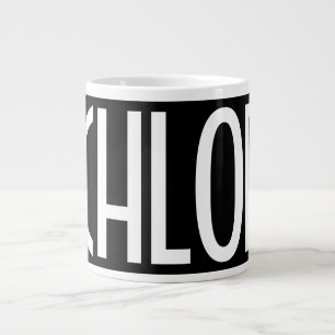 Taza De Café Gigante Tu Nombre, Texto Blanco Negrita Negro