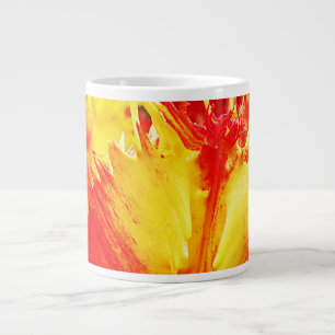 Taza De Café Gigante Tulipán Curly De Cierre Rojo Y Amarillo