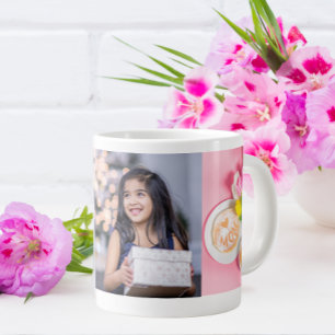 Taza De Café Gigante Tulipanes con personalización de foto Te amo a mam