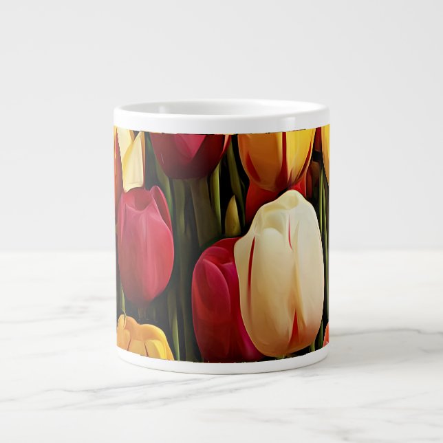 Taza De Café Gigante Tulipanos (Frente)