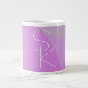 Taza De Café Gigante Tus iniciales superpuestas Geométrico rosa moder