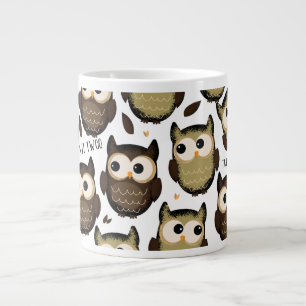 Taza De Café Gigante ¡Twit twoo! patrón de búho lindo.