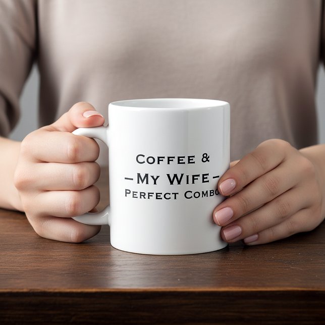 Taza De Café Gigante Typography Mug Design – Coffee & My Wife (Subido por el creador)