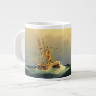 Taza De Café Gigante Un barco de vapor en una tormenta en el Océano Atl