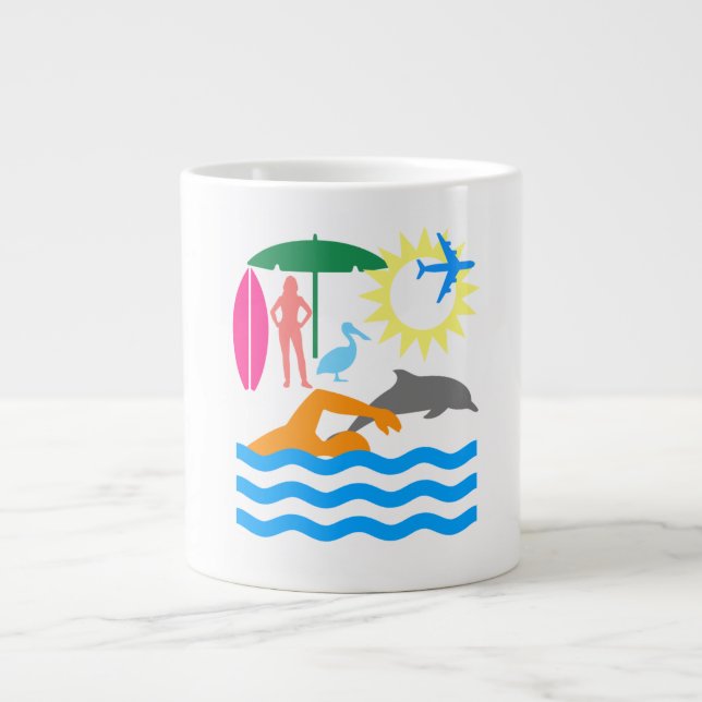 Taza De Café Gigante Un día en la playa (Frente)